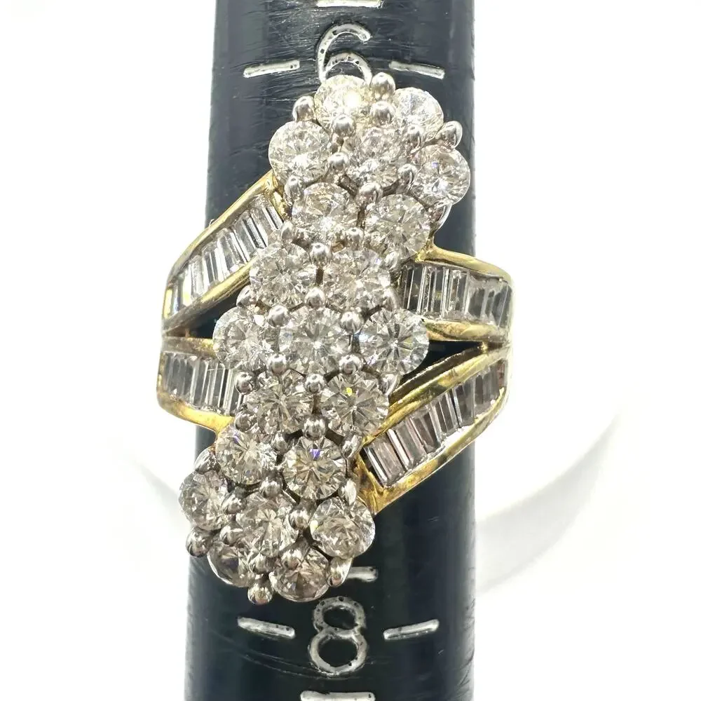 SJD 925 sterling silver gold vermeil cubic zirconia cocktail cluster ring size 7